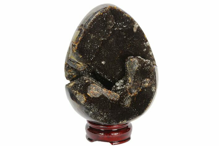 Septarian Dragon Egg Geode - Black Crystals #123047